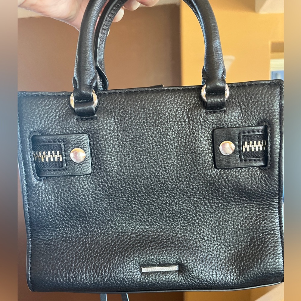Rebecca Minkoff Small Geneva Satchel in black pebbled leather